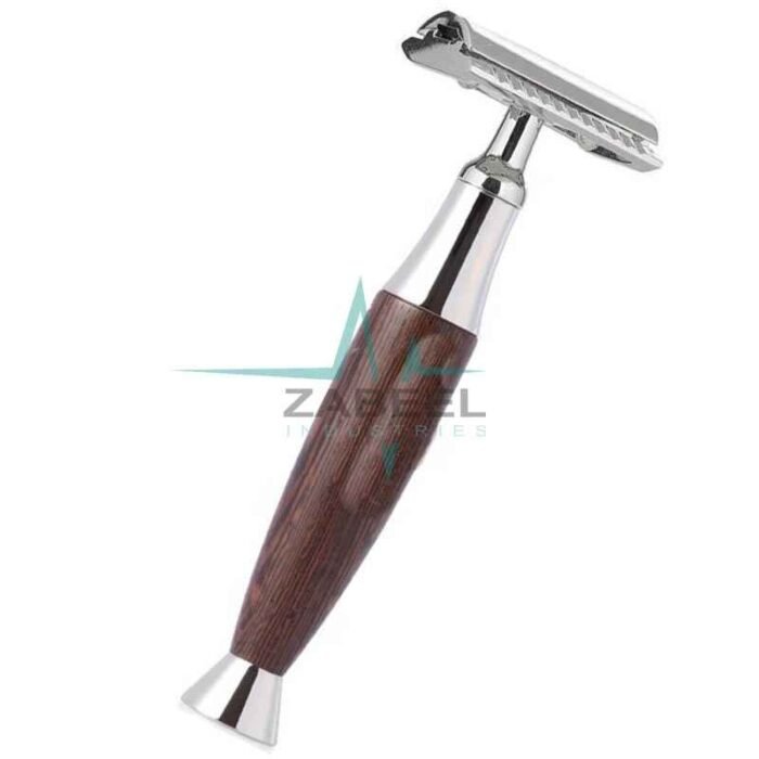 Double Edge Half Brown Wooden Handle Safety Razor ZaBeel