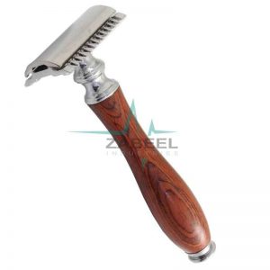 Wooden Dark Brown Handle Safety Razor ZaBeel