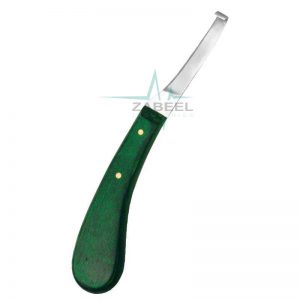 Hoof Knife Narrow Blade Green Wood Handle Zabeel